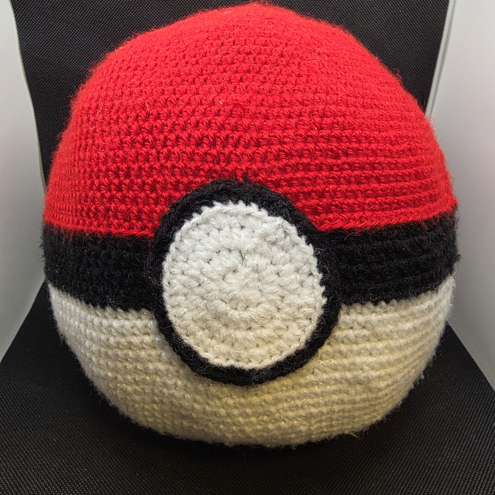 Red and White Crochet Poke Ball